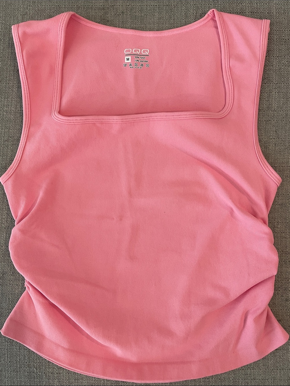 OQQ Pink Square-Neck Tank Top, Medium